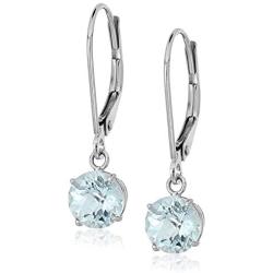 Sterling Silver Round Checkerboard Cut Gemstone Leverback Earrings (6mm)