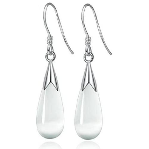 Elegant Teardrop 925 Sterling Silver Platinum Plated Cat Eye Opal Stone Dangle Drop Earrings For Women Fashion Jewelry