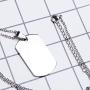 Fanery Sue Personalized Custom Message Engraved Stainless Steel Necklace Military Small Dog Tag Pendant w/24 inch Chain,Jewelry Box,Keyring(Silver)