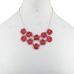 Lux Accessories Mini Floral Flower Collar Chain Statement Necklace