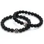 Linsoir Beads Trendy Baseball Bracelet Lava Stone/White Howlite/Matte Black Stone Beaded Bracelet Sports Jewelry for Boy Gift Jewelry 1 pc