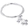 Women Girl Link Bracelet， 925 Sterling Silver Five-line Chain with Five-Heart Bracelet(7.5'',7.9'', 8.3'')