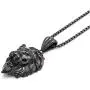 Mens Stainless Steel Hip Hop Lion Lion Head Biker Pendant Necklace Black, 24'' Chain