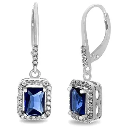 MIA SARINE Sterling Silver Dangle Drop Cubic Zirconia Leverback Earrings for Women MIA SARINE Sterling Silver Dangle Drop Cubic Zirconia Leverback Earrings for Women