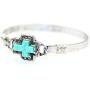 Wonderent Teal Cross Handmade Beautiful Bangle Bracelet with Wire Design