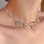 Easedaily Boho Necklaces Gold Butterfly Choker Rhinestone Pendant Short Necklace Chain for Women and Girls