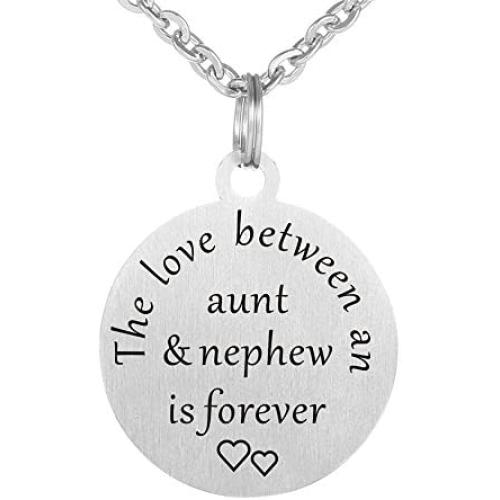 Kisseason The Love Between a Aunt and Niece is Forever Dog Tag Keychain Jewelry Pendant Necklace