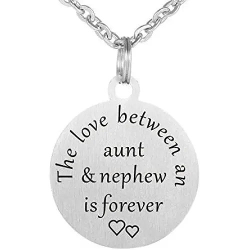 Kisseason The Love Between a Aunt and Niece is Forever Dog Tag Keychain Jewelry Pendant Necklace
