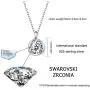 Sterling Silver Rose Necklace Round-Cut Sparkle Swarovski Zirconia Pendant Necklace Sterling Silver Rose Necklace Round-Cut Sparkle Swarovski Zirconia Pendant Necklace