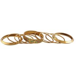 Efulgenz Boho Vintage Antique Gypsy Tribal Indian Oxidized Gold Plated Bracelets Bangle Set