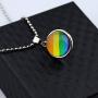 CENWA LGBT Gay Pride Rainbow Time Gemstone Double-Sided Glass Ball Pendant Necklace LGBT Lesbian Jewelry