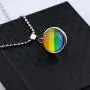CENWA LGBT Gay Pride Rainbow Time Gemstone Double-Sided Glass Ball Pendant Necklace LGBT Lesbian Jewelry