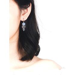Bamos Dangle Earrings for Women Girls, 925 Silver Needle Birthstone Earrings Drop Earrings with Acrylic Stone and Glass Teardrop Stone, Light Blue/Purple/Champagne Gold/Wine Red/Green