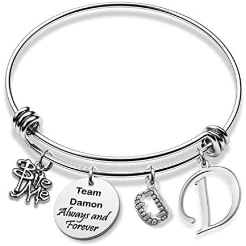 G-Ahora The Vampire Diaries Inspired Gift Team Damon/Stefan Always and Forever Keychain Gift for Vampire Jewelry