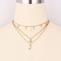 BERYUAN Women Simple Choker Moon Star Choker Necklace Pendant Necklace Trendy Necklace Teen Necklace Jewelry for Women and Girls Gift for Her (GOLD)
