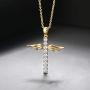 caselast Cross Angel Wings Pendant Necklace Guardian Angel Cubic Zirconia Necklace Valentines Day Jewelry Gifts for Her Women Girls(Gold)
