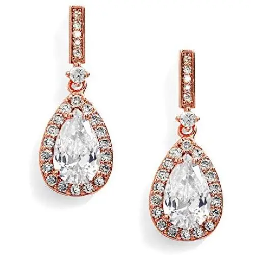 Mariell Rose Gold Cubic Zirconia Wedding Drop Earrings for Women, Jewelry for Bride, Prom, Bridesmaids Mariell Rose Gold Cubic Zirconia Wedding Drop Earrings for Women, Jewelry for Bride, Prom, Bridesmaids
