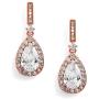 Mariell Rose Gold Cubic Zirconia Wedding Drop Earrings for Women, Jewelry for Bride, Prom, Bridesmaids