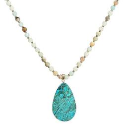 Boho Handmade Natural Ocean Jasper Picasso Jasper Imperial Jasper Pendant Long Strand Amazonite Bead Necklace for Women Men