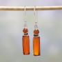 NOVICA Carnelian .925 Sterling Silver Dangle Earrings Orange Allure