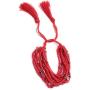 LESLIE BOULES Red Multi Strand Miyuki Glass Seed Beads Adjustable Tassel Bracelet Handmade Jewelry