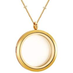 Mesinya Memorial Keepsake Floating Charm Toughened Glass Locket Pendant Necklace with Chain