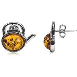 Ian and Valeri Co. Amber Sterling Silver Small Teapot Earrings Stud