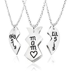 3pcs Stainless Steel Mother Daughter Pendant Necklace - Mom Big Sister Little Sister (Necklace) (Necklace)