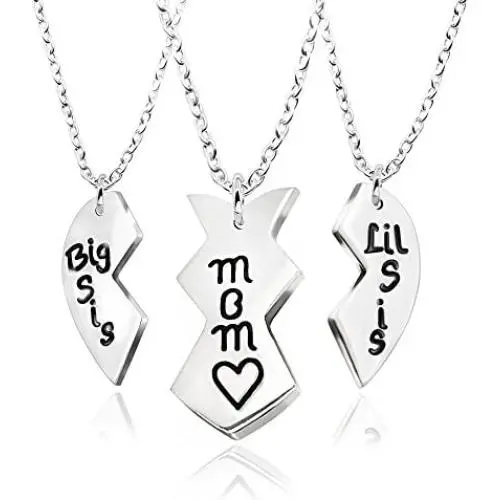 3pcs Stainless Steel Mother Daughter Pendant Necklace - Mom Big Sister Little Sister (Necklace) (Necklace) 3pcs Stainless Steel Mother Daughter Pendant Necklace - Mom Big Sister Little Sister (Necklace) (Necklace)