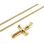 Udalyn Stainless Steel Cross Necklace for Men Women Silver Gold Chain Cross Pendant Necklace Simple Jewelry Gifts, 28 Inches Chain