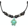 Nove Jewelry Leather Hawaiian Sea Turtle Necklace - Bone Beaded Necklace - Wood Bead and Adjustable Cord