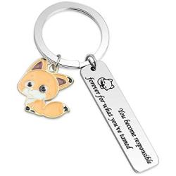 SIDIMELO Cute Friend Coworker Gifts Fox Keychain You Become Responsible Forever for What Youve Tamed Jewelry Encourage Keychain