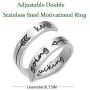 RENYILIN Inspirational Cuff Bracelet and Double Stainless Steel Ring, The Bracelet and Ring Size can be Adjusted for Girls and Boys