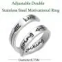RENYILIN Inspirational Cuff Bracelet and Double Stainless Steel Ring, The Bracelet and Ring Size can be Adjusted for Girls and Boys