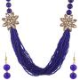 Efulgenz Fashion Chunky Multi Layered Faux Pearl Crystal Floral Statement Necklace Earrings Costume Jewelry Set (Color Options)