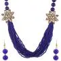 Efulgenz Fashion Chunky Multi Layered Faux Pearl Crystal Floral Statement Necklace Earrings Costume Jewelry Set (Color Options)