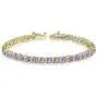 Sterling Silver 4mm Round-Cut Genuine, Created or Simulated Gemstone Tennis Bracelet