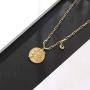 HJL Birth Flower Necklace for Women 18K Gold Plated Paperclip Chain Necklace Month Flower Embossed Coin Disc Pendant Necklace Bohemian Personalized Birthday Jewelry Gift
