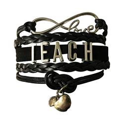 Teacher Bracelet- Black Teacher Infinity Jewelry, Teacher Gift, Show Your Teacher Appreciation