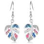 ECOLVANT Drop Earrings for Women Sterling Silver Earrings Opal Colorful Leaves Dangle Earrings for Women Girls Birthday Party Fashion Opal Earrings