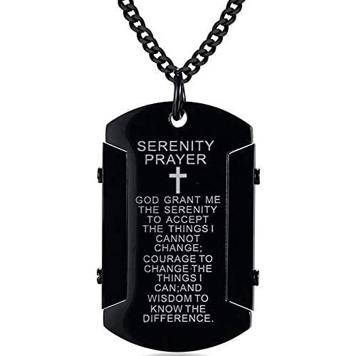 Jude Jewelers Stainless Steel Christian Cross Serenity Prayer Religious Pendant Necklace