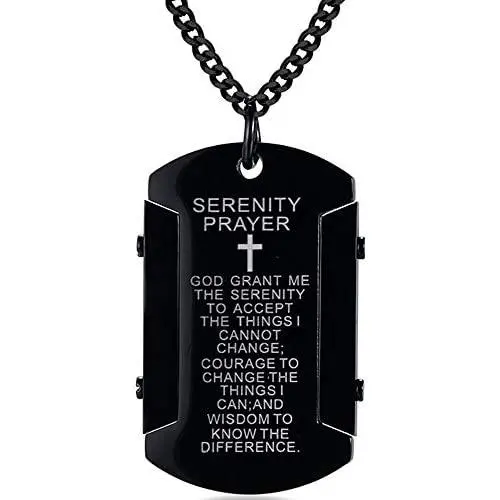 Jude Jewelers Stainless Steel Christian Cross Serenity Prayer Religious Pendant Necklace Jude Jewelers Stainless Steel Christian Cross Serenity Prayer Religious Pendant Necklace