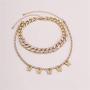 N/Q 2 Pcs 14 K Gold Silver Plated Hip Hop Shiny Rhinestone Chunky Chain Butterfly Necklaces Punk Rock Crystal Cuban Link Chain Choker Collar Necklace for Women Girls Personality Jewelry