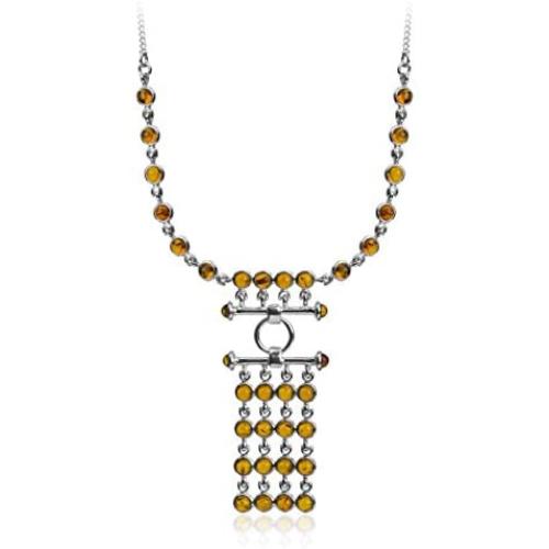 Sterling Silver Amber Princess Helen of Troy Necklace 19''