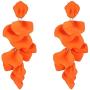 Long Acrylic Rose Petal Earrings - Dangle Exaggerated Flower Earrings - Drop Statement Floral Tassel Earrings for Women and Girls, Great for Party, Daily Wear
