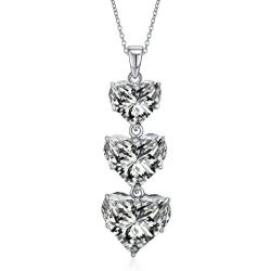 LUX AND GLAM Lovely Romantic Triple Love Simulated Diamond CZ Heart Pendant Necklace Jewelry Collection - On 18'' Anchor Chain