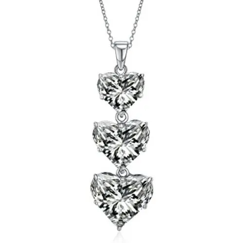 LUX AND GLAM Lovely Romantic Triple Love Simulated Diamond CZ Heart Pendant Necklace Jewelry Collection - On 18'' Anchor Chain LUX AND GLAM Lovely Romantic Triple Love Simulated Diamond CZ Heart Pendant Necklace Jewelry Collection - On 18'' Anchor Chain