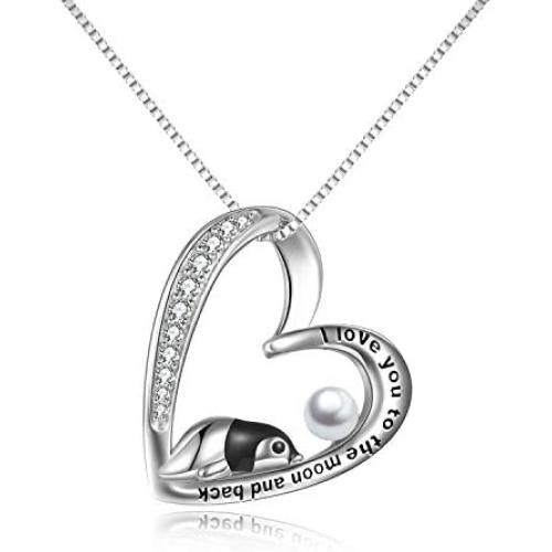 POPLYKE Sterling Silver Cardinal/Ladybug/Penguin/Panda/Sloth/Frog/Elephant Necklace for Women Girls