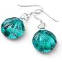 SUVANI Sterling Silver Hand Blown Glass Jewelry Clear Seashell Shaped Dangle Earrings, Color Variations