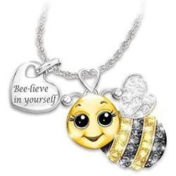Dcfywl731 Elephant Pendant Necklace for Women Heart CZ Lucky Animal Never Forget That I Love You Pendant Necklace